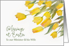 Blessings at Easter, For Minister & Wife, Tulips, Watercolor Painting card