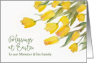 Blessings at Easter, For Minister & Family, Tulips, Watercolor Painting card
