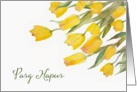 Happy Easter in Welsh, Pasg Hapus, Tulips, Watercolor Painting card