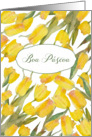 Happy Easter in Portuguese, Boa Pscoa, Tulips, Watercolor Painting card
