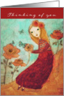 Thinking of you, Encouragement Cancer Patients, Folk Art Painting card