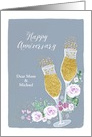 Mom And Step Dad, Customize, Happy Wedding Anniversary, Faux Gold card