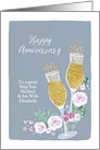 Step Son and his Wife, Happy Anniversary, Champagne, Faux Gold card