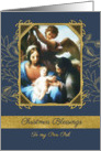 To my Pen Pal, Christmas Blessings, Nativity, Gold Effect card