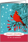 To my Co-Worker, Warm Christmas Wishes, Cardinal, Berries card