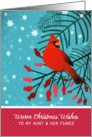 To my Aunt and her Fiance, Warm Christmas Wishes, Cardinal, Berries card