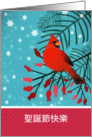 Merry Christmas in Chinese, Cardinal Bird card