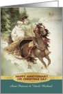 Customizable, Happy Anniversary on Christmas Day, Vintage, Gold Effect card