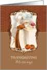 Thanksgiving Blessings, Scripture, Vintage Pilgrim Lady, Pumpkins card