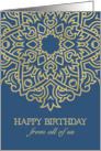 Happy Birthday from all of us, Corporate Card, Gold Effect, Blue card