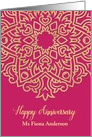 Happy Employee Anniversary, Customizable, Gold Effect, Magenta card