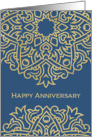 Happy Employee Anniversary, Gold Effect, Blue card