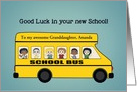 Good Luck in your new School, Bus, Waving Children card