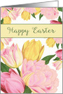 Happy Easter, Yellow and Pink Tulips card