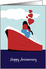Happy Wedding Anniversary, Cruise Ship, Hearts card