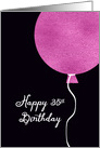 Happy 35th Birthday Card, Pink Glitter Foil Effect Balloon card