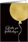 Happy Birthday in Swedish, Gold Glitter/Foil effect Balloon card