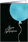 Happy Birthday in Finnish, Blue Glitter/Foil effect Balloon card