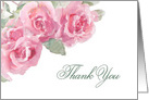 Thank You, Pink Watercolor Roses, Painting card