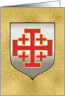 Jerusalem Cross, Silver Shield, Gold Background card