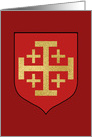 Golden Jerusalem Cross, Red Shield, Red Background card