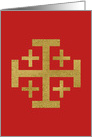 Golden Jerusalem Cross, Red Background, Gold Foil Effect card