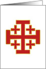 Red Jerusalem Cross, White Background, Gold Foil Effect card