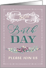 50th Birthday Party Invitation, Contemporary, floral, Lavender card