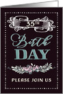 35th Birthday Party Invitation, Contemporary, floral, Black card