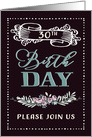 30th Birthday Party Invitation, Contemporary, floral, Black card