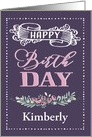 Customizable, Happy Birthday, Word-Art, Floral, Trendy, Lavender card