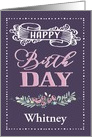 Customizable, Happy Birthday, Word-Art, Floral, Trendy, Lavender card