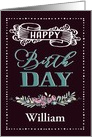Customizable, Happy Birthday, Word-Art, Floral, Trendy, Black card