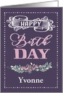 Customizable, Happy Birthday, Word-Art, Floral, Trendy, Lavender card