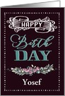 Customizable, Happy Birthday, Word-Art, Floral, Trendy, Black card