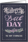 To my Fiancee, Happy Birthday, Retro Card, Word-Art, Flowers card