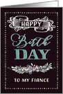 To my Fiance, Happy Birthday, Retro Card, Word-Art, Flowers card