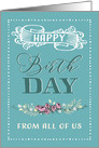 From all of us, Happy Birthday, Corporate Card, Word-Art card