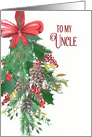 To my Uncle, Christmas, Watercolor Wreath and Ribbon card