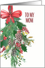 To my Mom, Merry Christmas, Wreath, Watercolor card