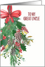 To my Great Uncle, Merry Christmas, Wreath, Watercolor card