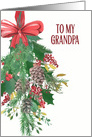 To my Grandpa, Merry Christmas, Wreath, Watercolor card