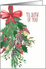 To Both of You, Merry Christmas, Wreath, Watercolor card