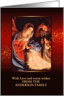 Customizable, Insert your Name, Christmas, Nativity, Gold Effect card