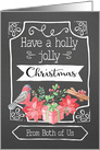 From Both of Us, Holly Jolly Christmas, Poinsettia, Chalkboard card