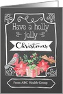 Customize Corporate card, Holly Jolly Christmas, Bird, Poinsettia card