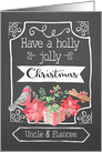 Uncle and his Fiancee, Holly Jolly Christmas, Bird, Poinsettia card