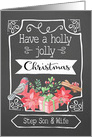 Step Son and Wife, Holly Jolly Christmas, Bird, Poinsettia card