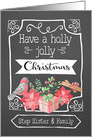 Step Sister and Family, Holly Jolly Christmas, Bird, Poinsettia card