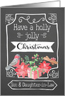 Son and Daughter-in-Law, Holly Jolly Christmas, Bird, Poinsettia card